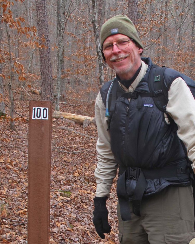 Passing the 100-mile marker.