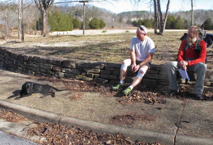 Joey taking a break from his lunch break workout.