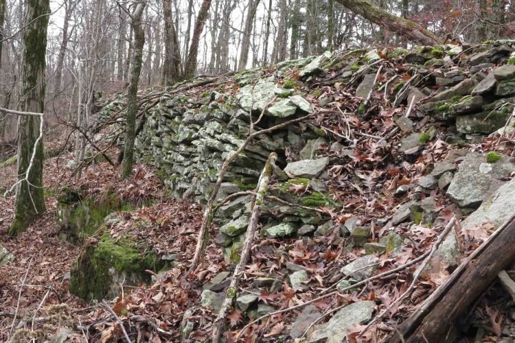 Rock base of historic roadbed