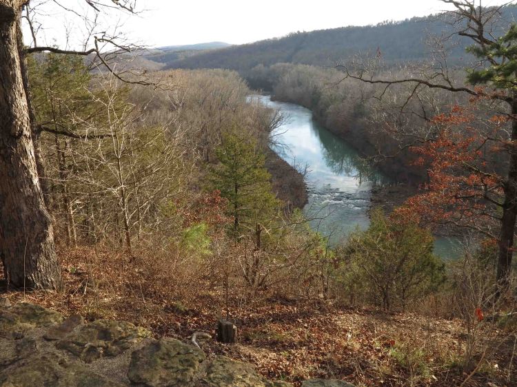 View of the Mulberry River on the drive to Redding Loop Trail. 