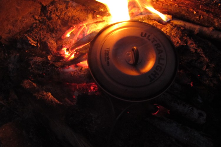 Dinner at the end of a long day's hike.