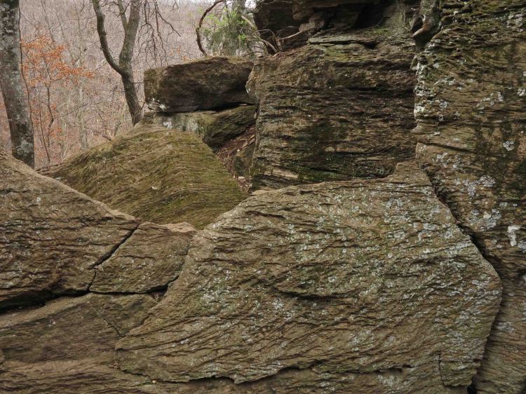 Rock formations next to the trail.