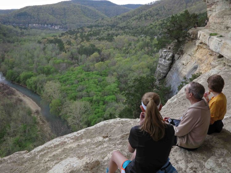 Family enjoying lunch on Goat Bluff